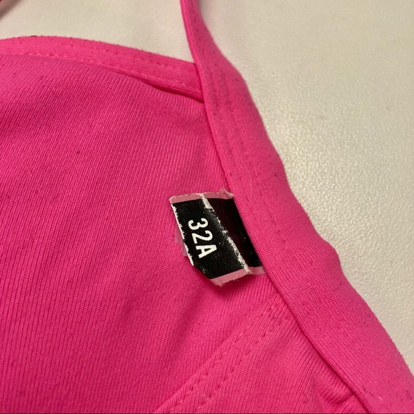 VSX VICTORIAS SECRET Sports Exercise Workout Criss Cross Halter Hot Pink Bra 32A - Picture 7 of 14